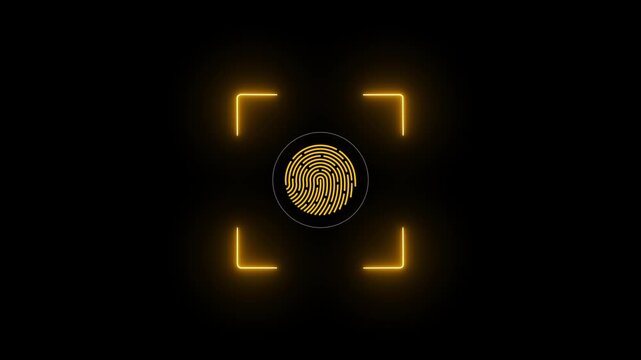 scanner icon animation isolated scanner neon shine icon animation.fingerprint biometric scanning animation. Biometric scanning animation showing neon fingerprint.4k motion video .