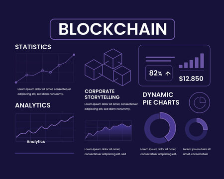 Corporate Flat Design Statistics Presentation for Blockchain Infographic