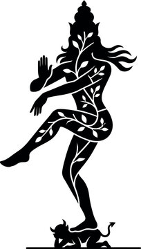 Nataraja Shiva Dance Vector with Leaves and Apasmara Demon