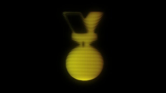 Golden Golden Medal Symbol Particle Animation on Dark Background, Glowing Dot Grid Vertical Scanning Animation Motion Graphics Seamless Loop, 4K