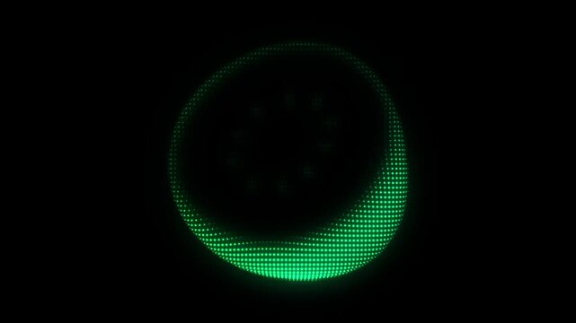 Green Kiwi Fruit Symbol Particle Animation on Dark Background, Glowing Dot Grid Vertical Scanning Animation Motion Graphics Seamless Loop, 4K