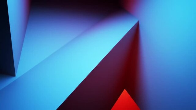 Abstract geometric shapes in blue and red.
