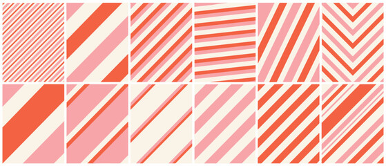 Obraz premium Abstract diagonal stripes pattern in coral, pink, and cream colors