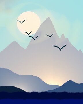 Mountain landscape vector illustration motion graphic