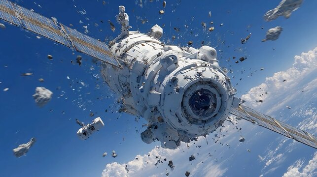 AI-enhanced orbital debris cleanup fleets simulating collision paths, predicting risk zones, and deploying adaptive robotic intervention strategies to maintain safe space environments