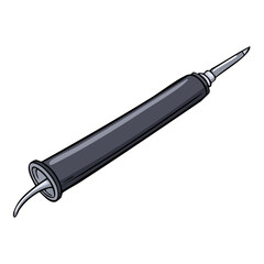 Fototapeta premium Black Syringe with Needle Drawing for Medical or Scientific Concepts