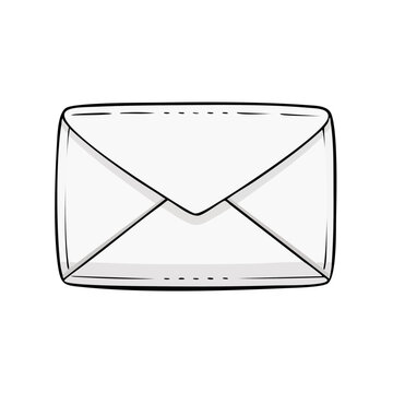 Hand drawn white envelope icon with a simple and clean design