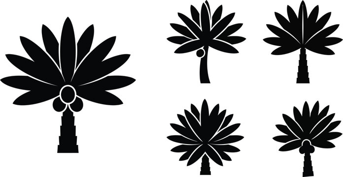 Palmetto tree silhouettes collection for tropical design elements