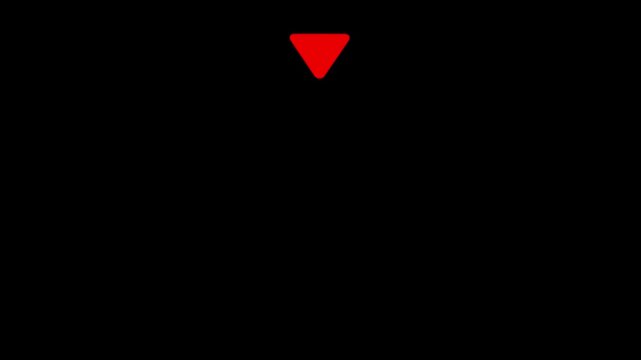Minimalist red downward arrow animation on black background, for ui and, navigation pointer