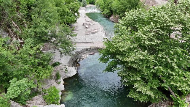 Drone View of the 300 Year Old Ura e Vash&euml;s in Mat Albania