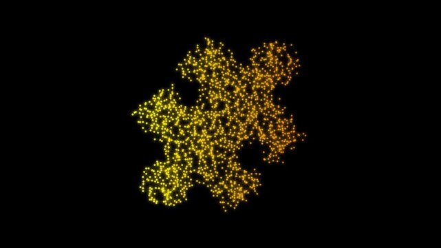 Golden Puzzle Piece Symbol Particle Animation on Dark Background, Glowing Low Poly Network Lines and Dots Animation Motion Graphics Seamless Loop, 4K