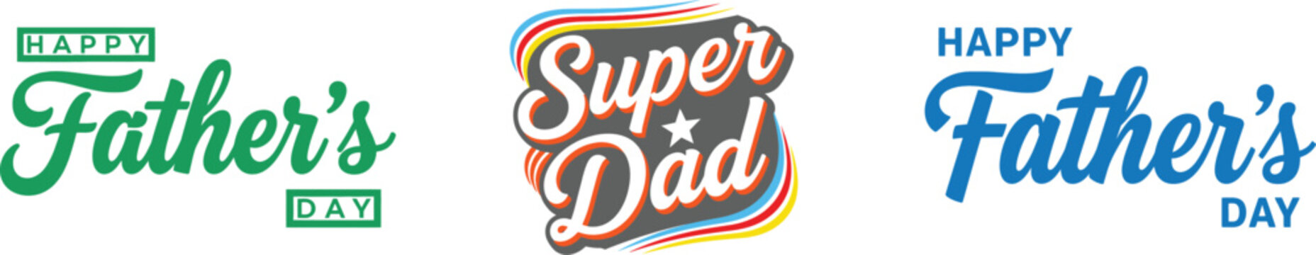 Happy father's day greeting cards and super dad logos