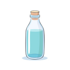 Naklejka premium Clear Glass Bottle with Cork Stopper Filled with Blue Liquid
