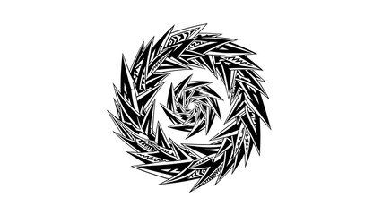 Obraz premium Intricate tribal spiral tattoo pattern isolated on a transparent background, spiral tribal tattoo, black and white pattern
