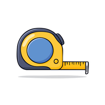 Yellow measuring tape with blue circle detail and visible markings