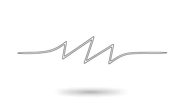 Minimalist line wavy tattoo isolated on a transparent background, artistic clean strokes single line