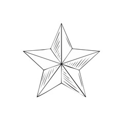 Obraz premium Hand Drawn Five Pointed Star Sketch Artistic Outline Drawing