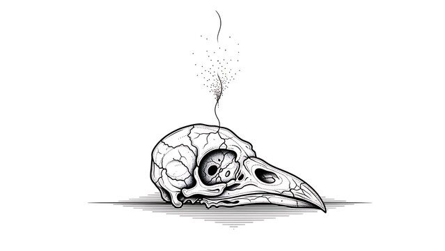Skull with exhaling vapor, transparent background, isolated on a, transparent background, bird, skull skeletal, transparent background