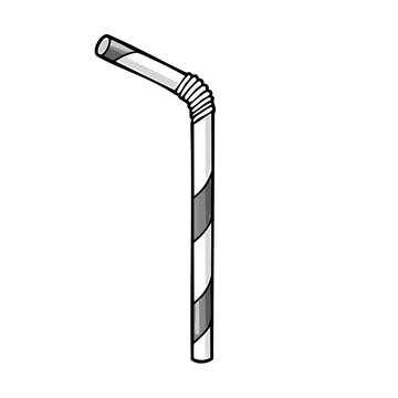 Simple drawing of a bendable striped drinking straw for beverages