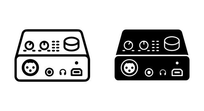 Audio Interface Vector Icons: Studio Gear, Sound Card, Music Production Equipment