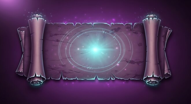 Fantasy magic scroll with glowing light effect and ancient parchment texture