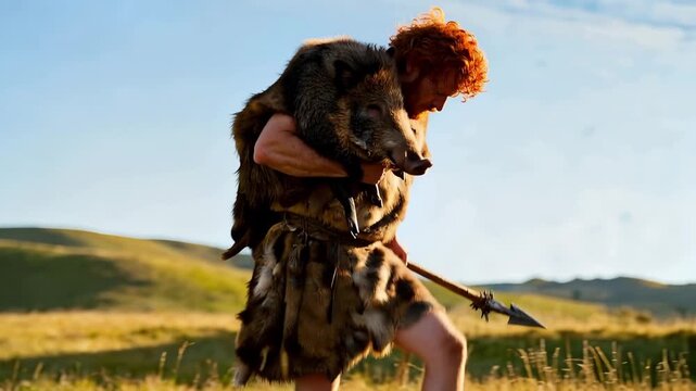 Esau, Isaac's Firstborn, Was Carrying His Catch, Holding a Spear in His Hand, in the Green Pastures
