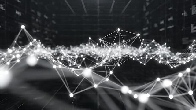 Abstract Network of Glowing Nodes and Lines in Digital Space 2.