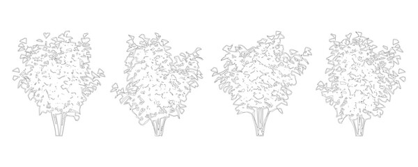 Set of hand drawn bush sketches, outline shrub drawings © Abir Creative Studio