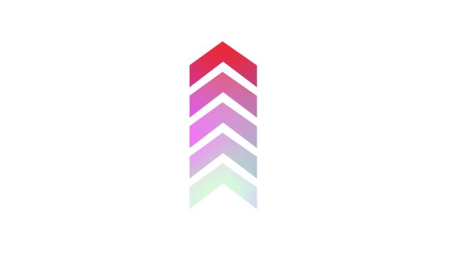 Single gradient colored chevron arrowhead pointing up on white background
