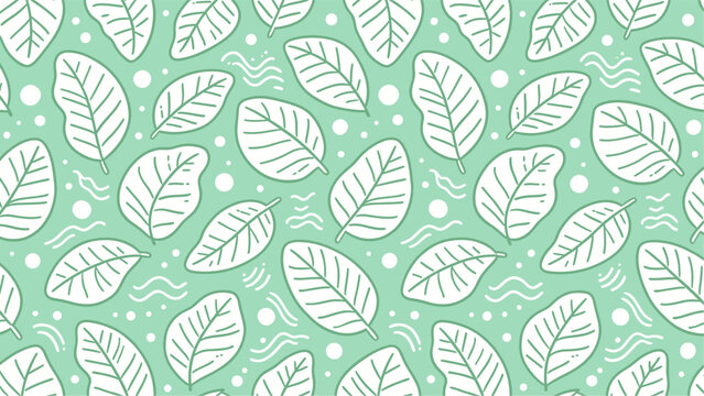 Mint Leaf Doodle Seamless Pattern