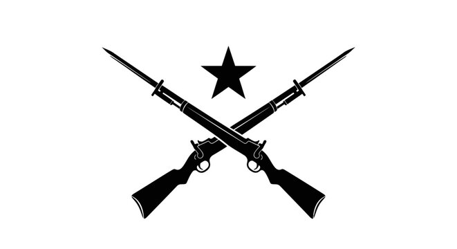 Crossed rifles with star symbol.