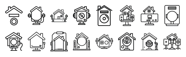Fototapeta premium real estate recording web line Icons. Vector Outline icon set of Real Estate.