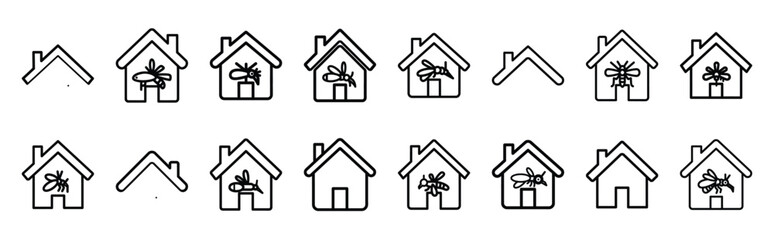 Fototapeta premium housing mosquito control web line Icons. Vector Outline icon set of Real Estate.