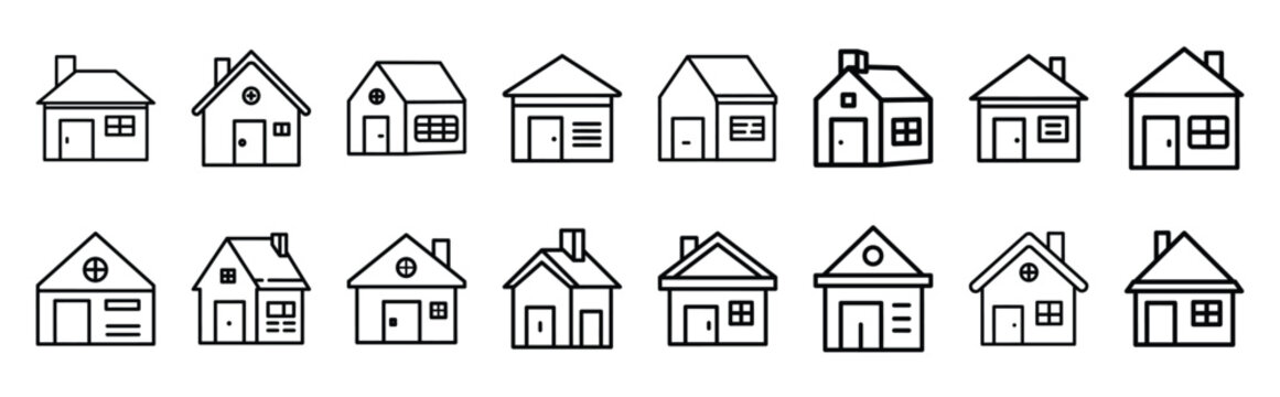 property freelancing space web line Icons. Vector Outline icon set of Real Estate.