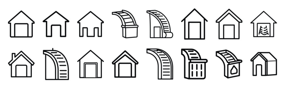 property garbage chute web line Icons. Vector Outline icon set of Real Estate.