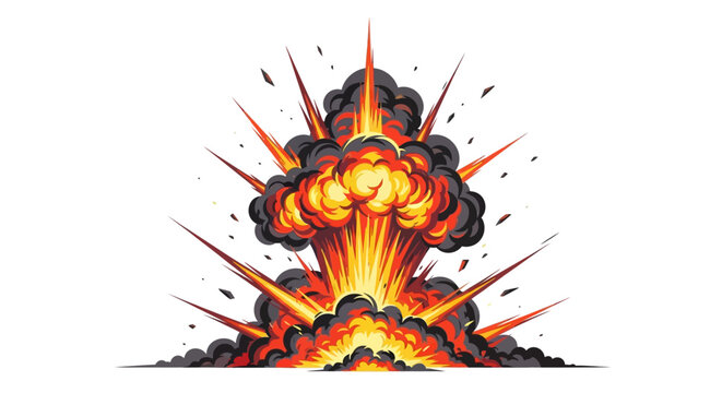 Explosion blast with fire and smoke.