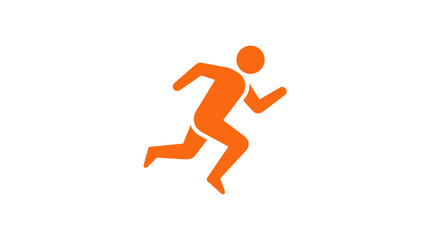 Obraz premium Orange running man icon on white background simple vector illustration