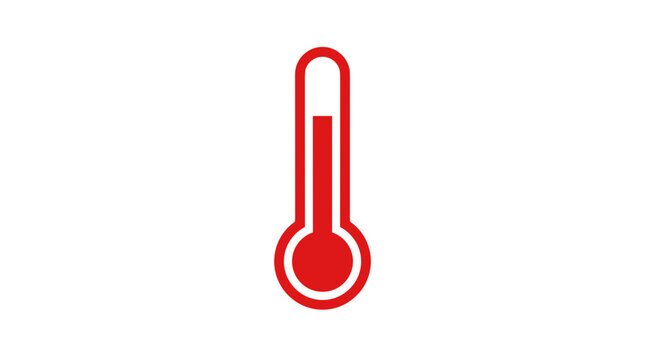Red thermometer icon showing high temperature on white background vector illustration