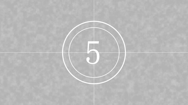 Retro film countdown leader with number nine in white circle cinema crosshair