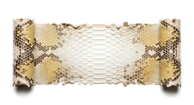 Natural python snake skin texture isolated on white background