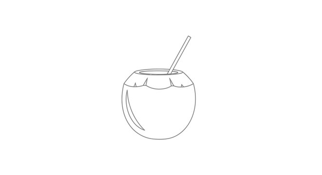 Coconut with straw inserted side.