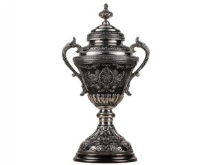 Fototapeta premium Ornate decorative metal urn isolated on white background for elegant design