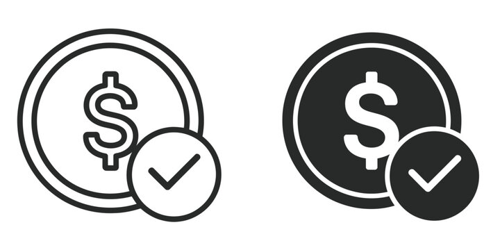 Money check icon symbolizing financial approval, cash validation, payment verification, and banking transaction confirmation