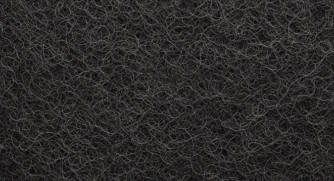 Abstract Dark Charcoal Grey Felt Texture Featuring Intricate Tangled Fibers and Nonwoven Synthetic Material for Industrial Design and Backgrounds