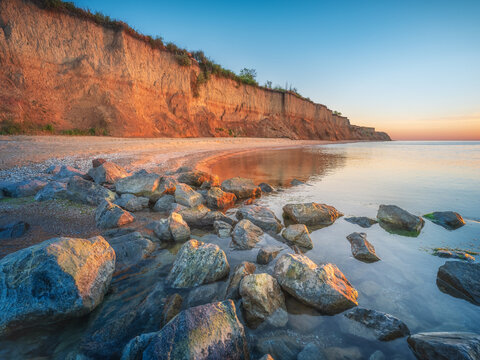 calm morning light in sea lagoon with nobody