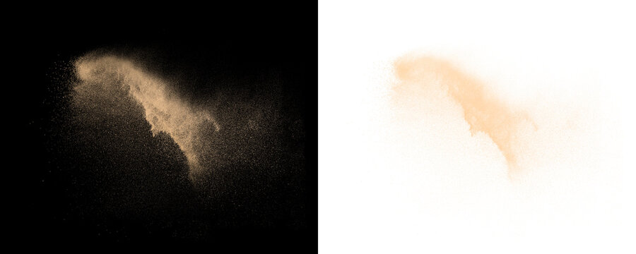 Flying sand dust cloud with swirling particle texture isolated on transparent background for cinematic PNG overlay compositions