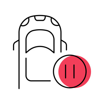 Car pause icon. Transportation and carsharing line symbol. Color.