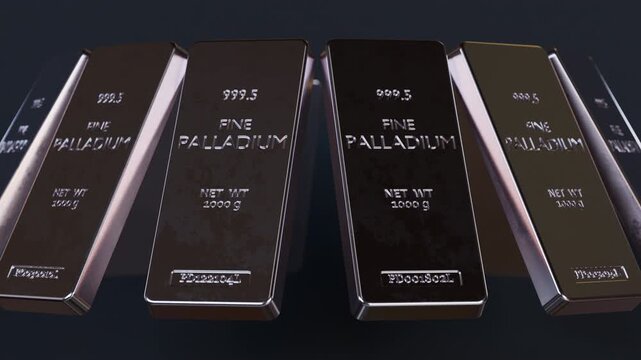 Premium palladium bullion loop animation with cinematic reflections and luxury finance styling. Ideal for investment, trading and commodity market content. Part of series.