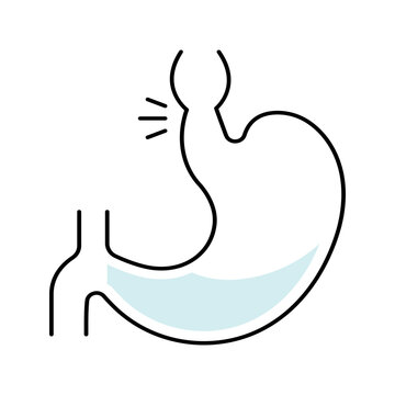 Esophagus dyskinesia icon. Healthcare and gastroenterology line symbol. Color.