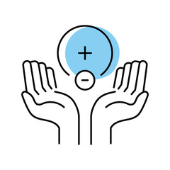 Fototapeta premium Ion charge icon. Science and atomic structure line symbol. Color.
